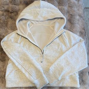 lululemon half zip plush hooded scuba ML in light grey